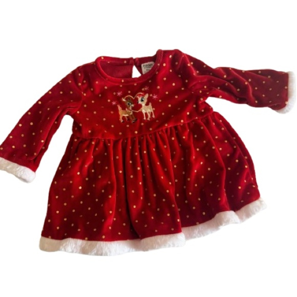 Red and Gold Casual Dress with Bell Sleeves and Crew Neck